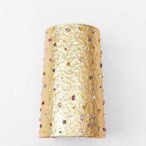 ZARA Bracelet Golden Wide Cuff Rhinestones Rigid Metal Gold Tone Blogger…